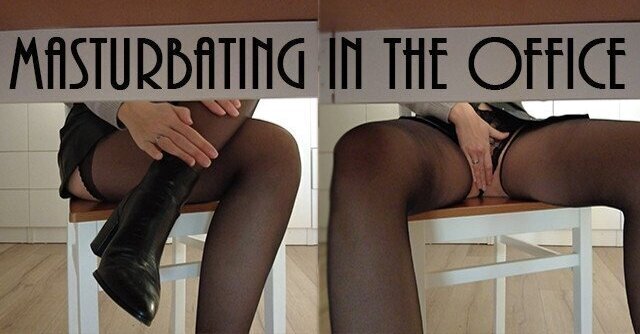 Masturbating office while colleague peeping under table