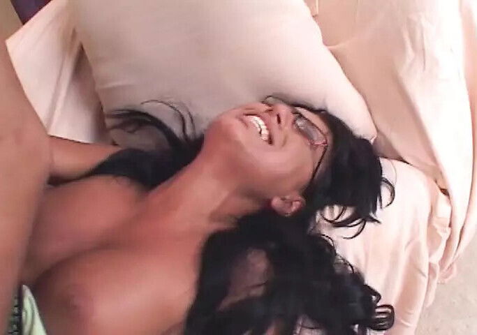 Sexy with glasses eats after hardcore fuck