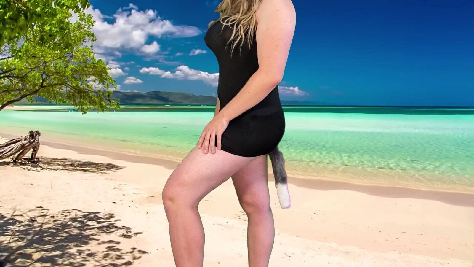 shemale tight dress with tail