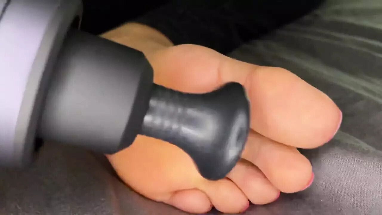 Ebony Girl Gives Feet Massage with Massage