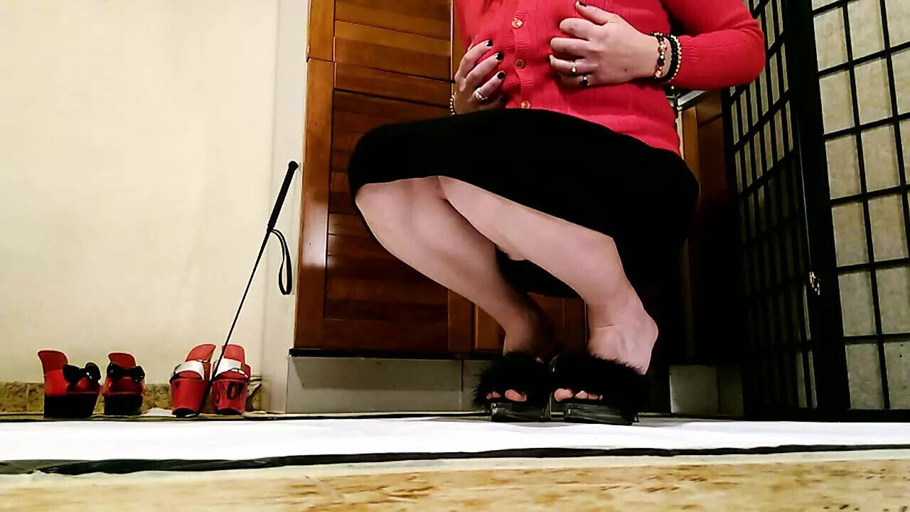 Fluffy Black Platform Mules