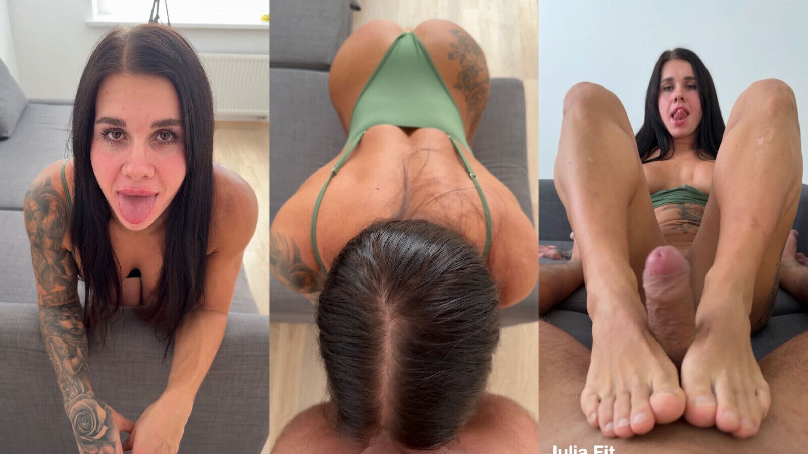 Latina goes Cowgirl, gets Fucked DoggyStyle, does FootJob Takes Mouth