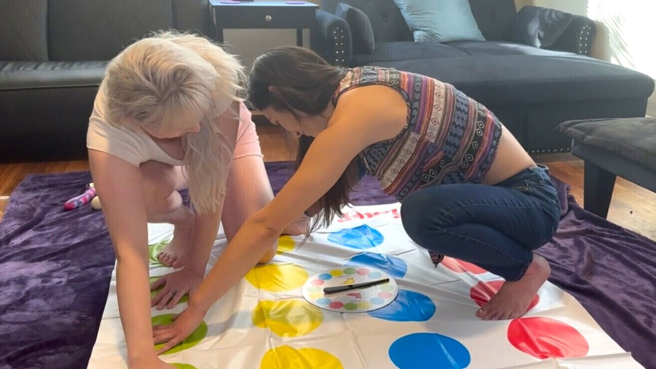 lesbians playing strip twister game