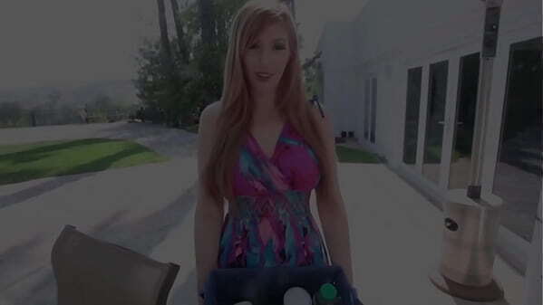 Beautiful Lauren Phillips fucks stepson outdoor POV