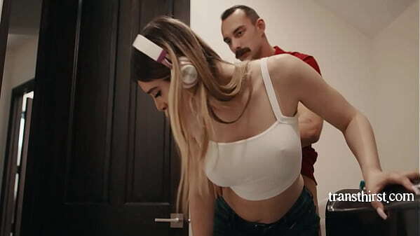 Trans Girl Penetrated While Bending Over Laundry