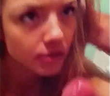 Sexy college slut sucks dick before getting fucked