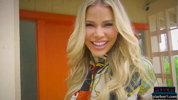 Amazing blonde MILF model Jessa Rhodes solo striptease Playboy
