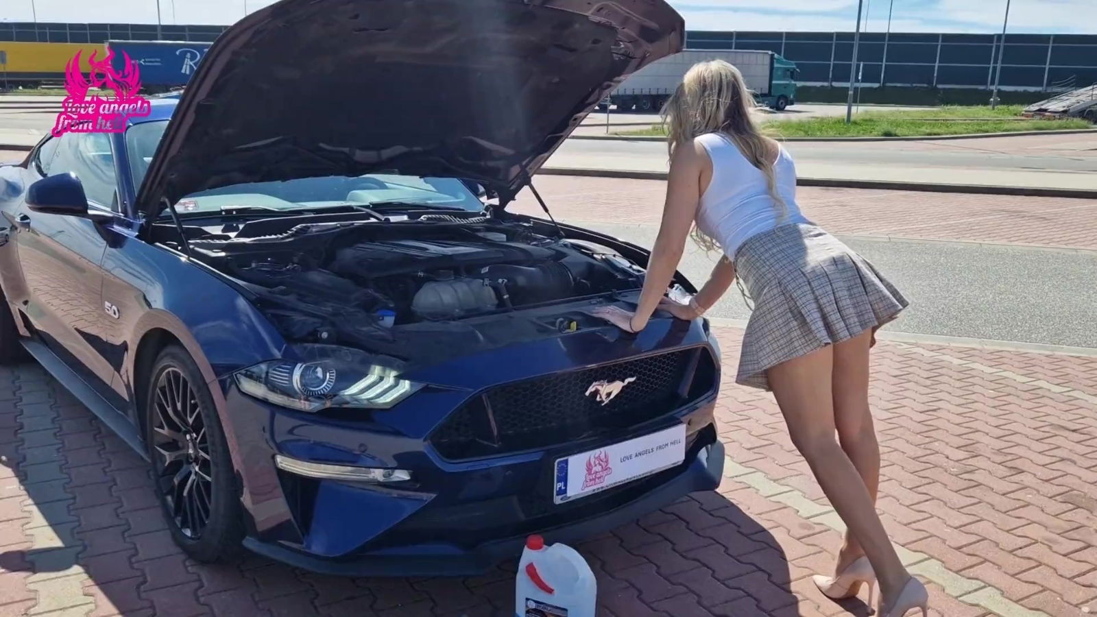 Stranger fucks stunning blonde MILF highway parking