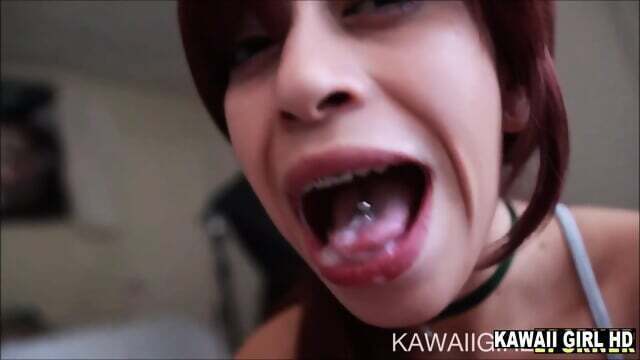 busty latina BRACES BLOWJOB finish mouth cumshot 7.20