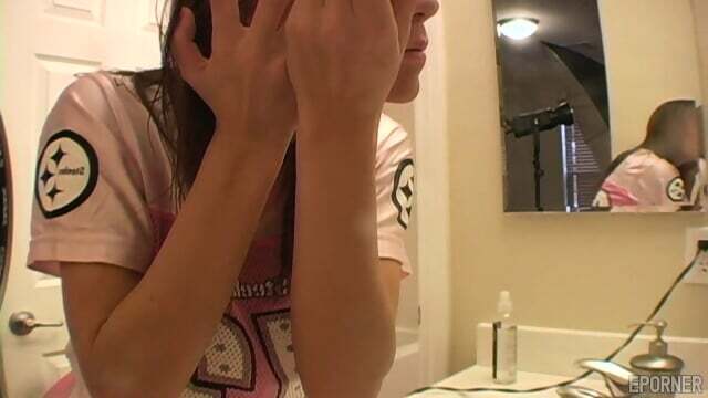 Brunette girl mirror