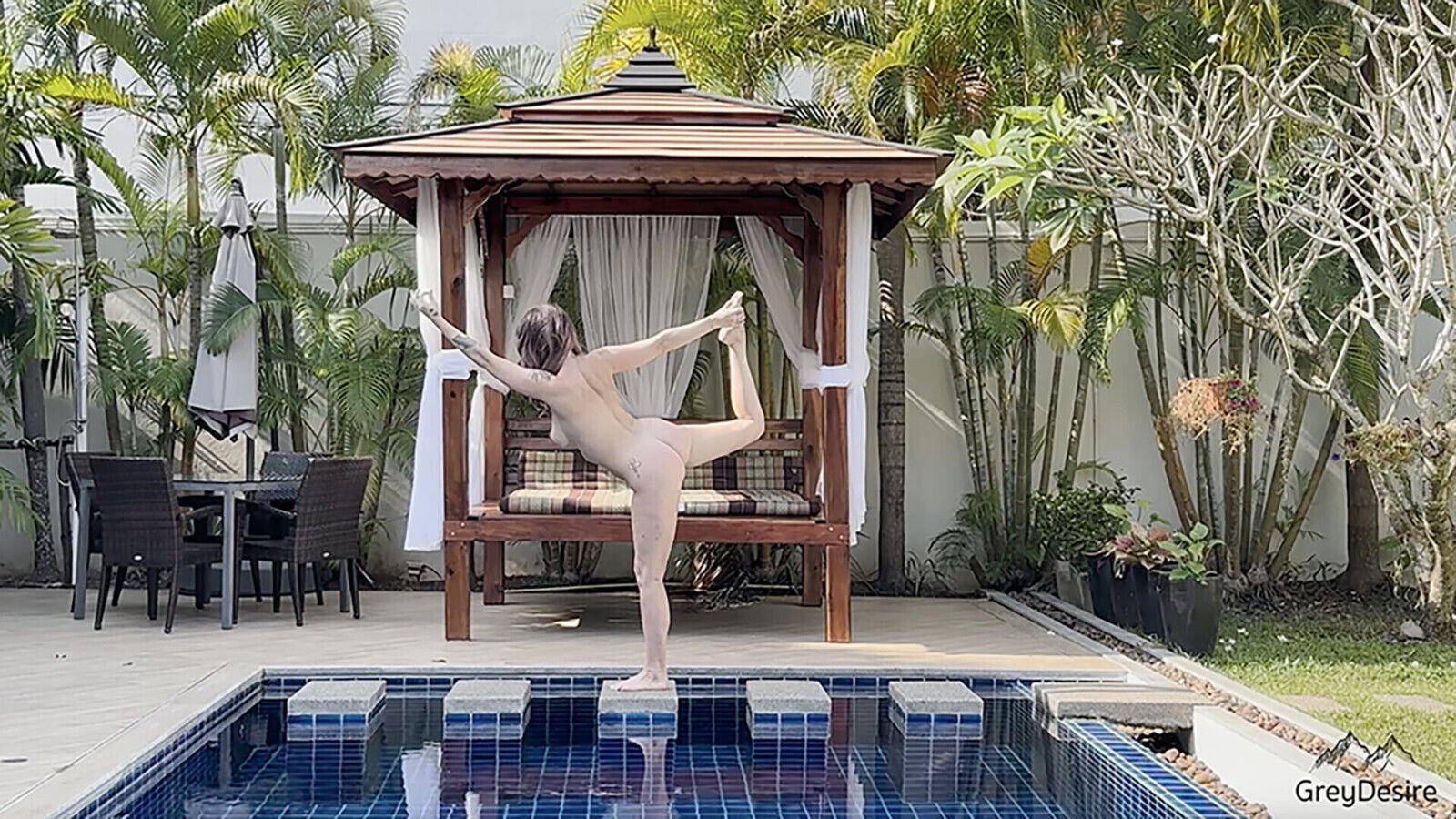 nude yoga: balance practice workout grey desire