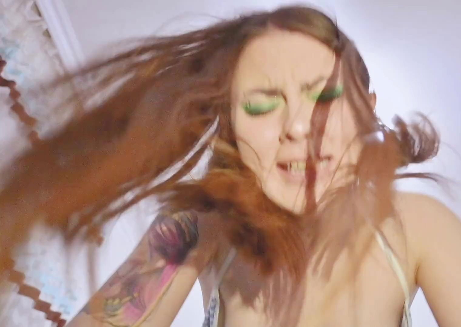 Splendid teen with beautiful plays role play game showing pretty holes