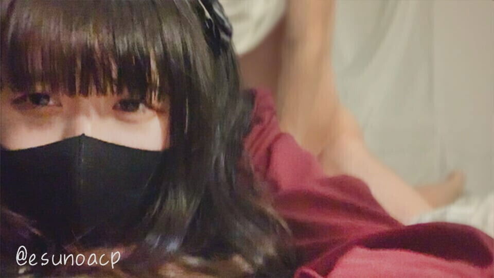 Japanese goth Girl point view shot selfie Cumshot