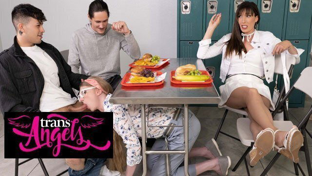 TRANSANGELS Sexy Janelle Sucks Franco's Hard Dick Until Moans While Doing Handjob Tony