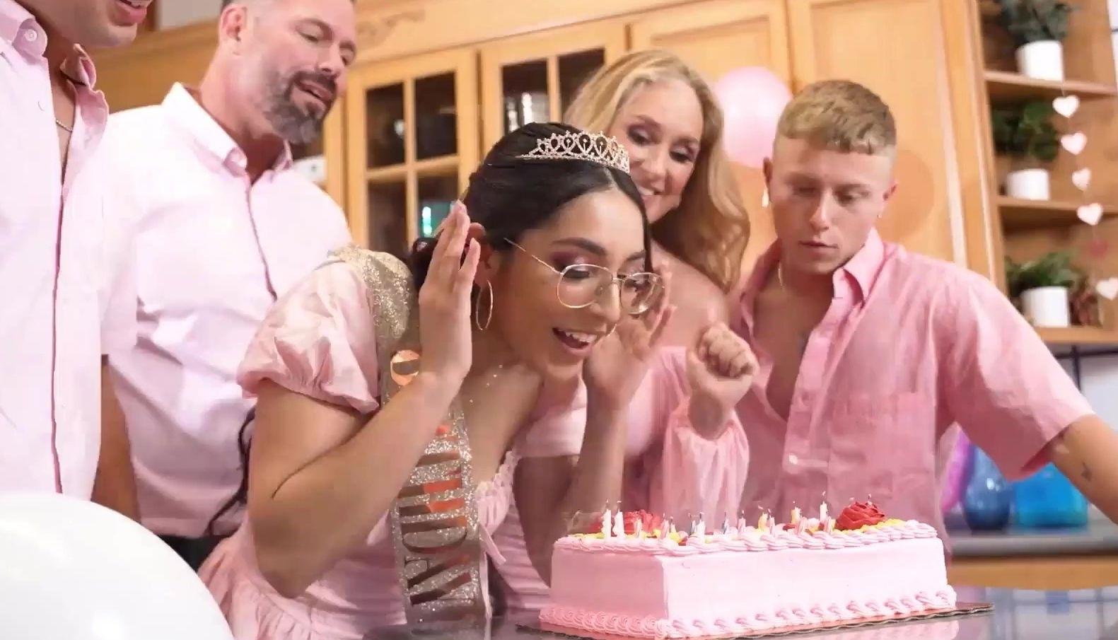 Stepdaughter's first orgy with step siblings birthday