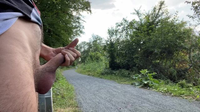 Zeige meinen Schwanz Öffentlichkeit Wichsen öffentlicher Parkbank (Erwischt)