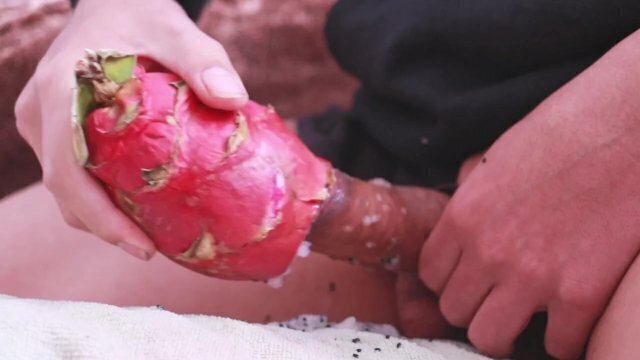 horny used dragon fruit jerk then took long piss