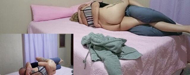 Couple having with heat their bed.