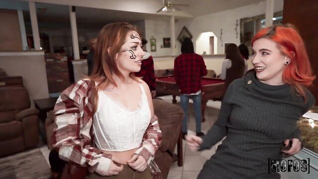  Redhead model with round ass Sawyer Kelly jumps on a big cock 