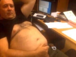 Daddy jerk and cumming at work