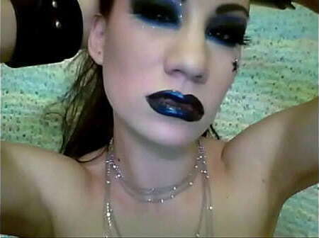 Simone sexy shiny black lipstick fetish