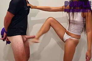 Extreme Asian amateur couple ball kicking, knees ballbusting CBT!!!