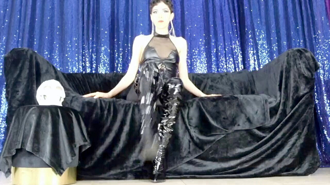 Sensual ASMR with shiny black boots foot worship female dominance
