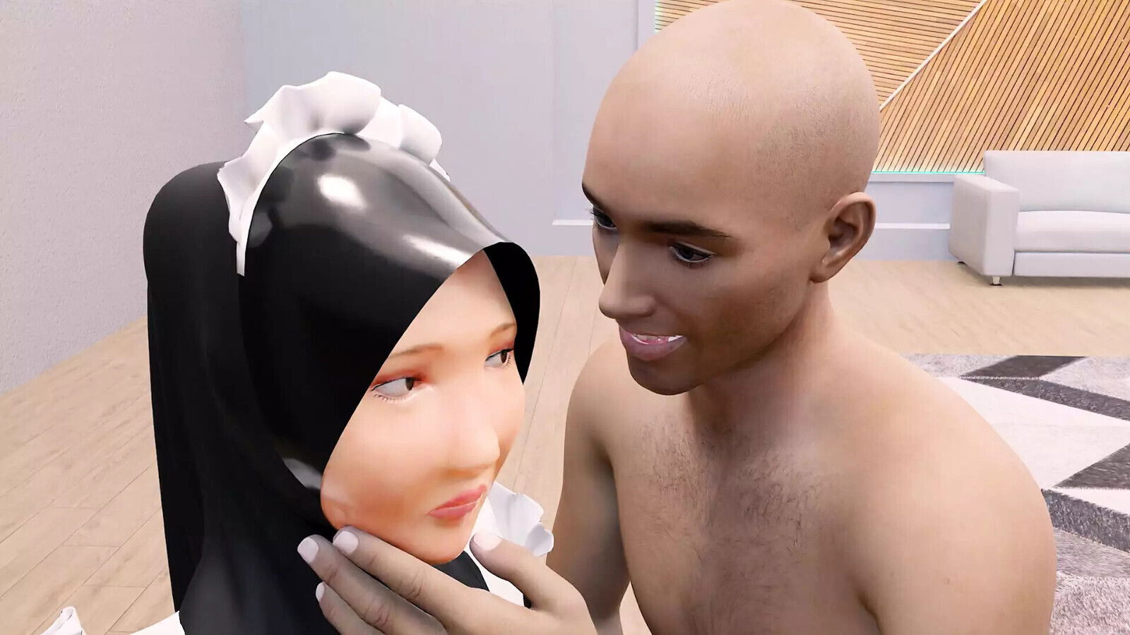 Cheating hijab maid fucked hard lady boss