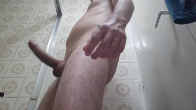 Stand bathroom masturbating dick thinking