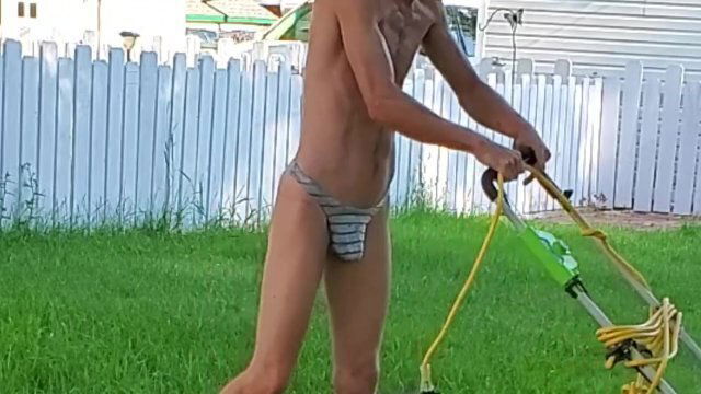 Mowing Lawn Sexy Ricky Majors Thong