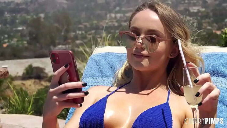 Blond Gives Intense Blowjob Pool Guy's Huge Black