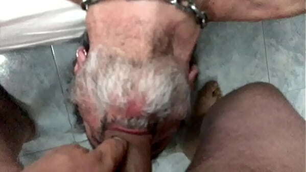 Swallowing construction worker'_s huge cumshot