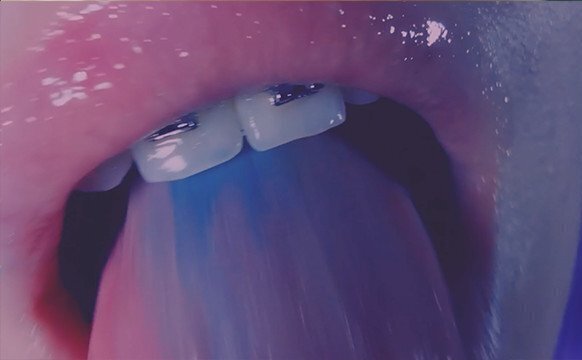 asmr lens licking with blue rocks