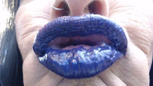 Blue Purple Wand Closeup Duck Lips Lipstick Fetish