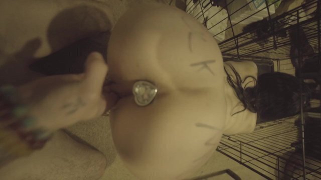 Goth Slut fills with spit gets fucked with Cage