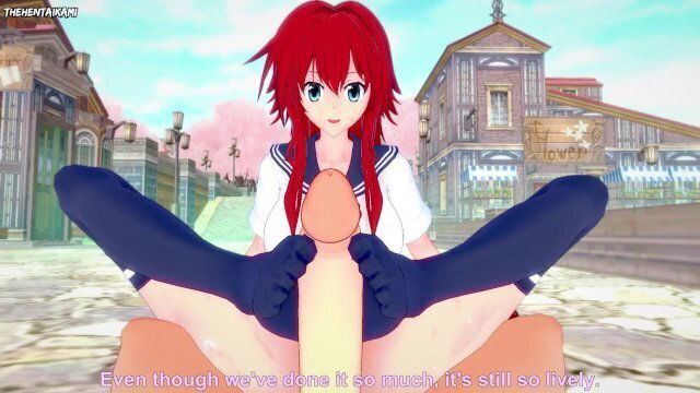 Rias Gremory from Highschool Gives Footjob Hentai