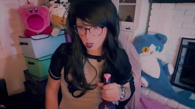 Femboy Sucks Dildo Then Fucks Their with Large