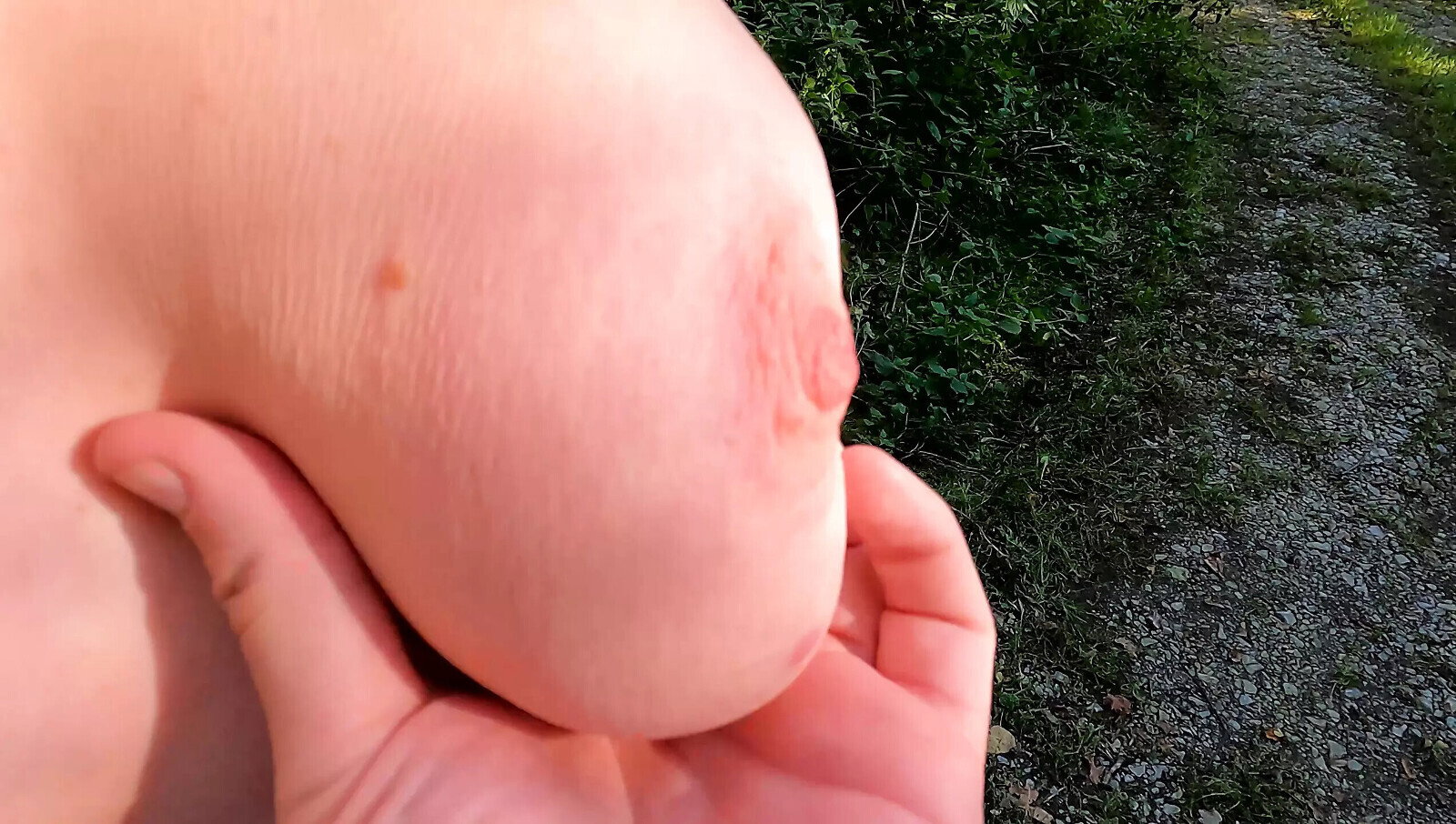 Swinging breasts evening