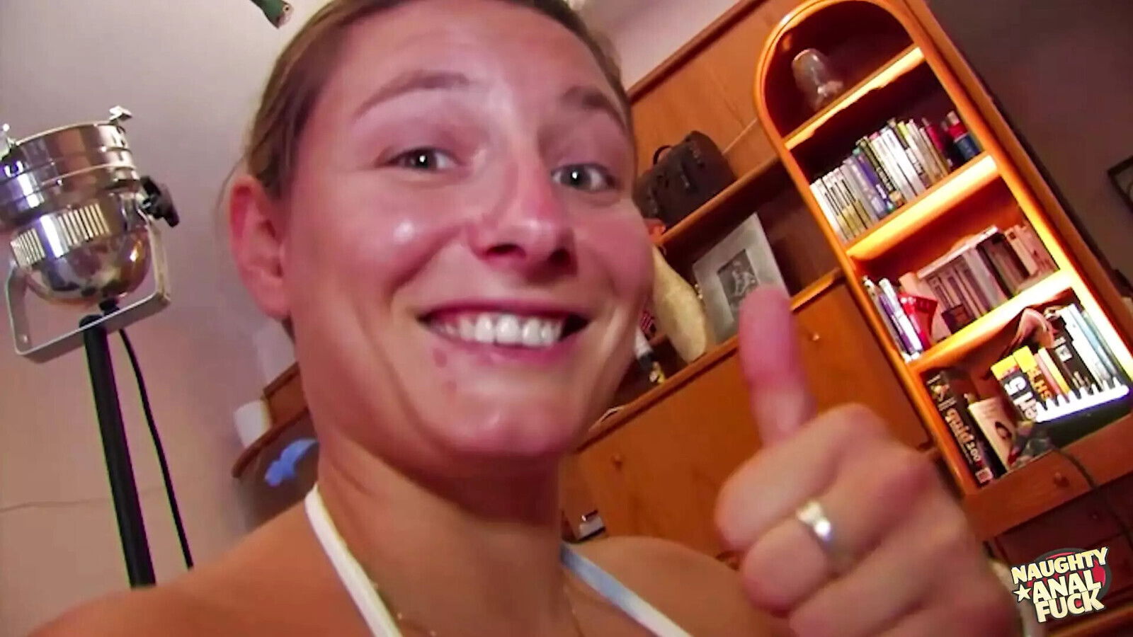 Lustful brunette eagerly gives head preparation cumshot melons