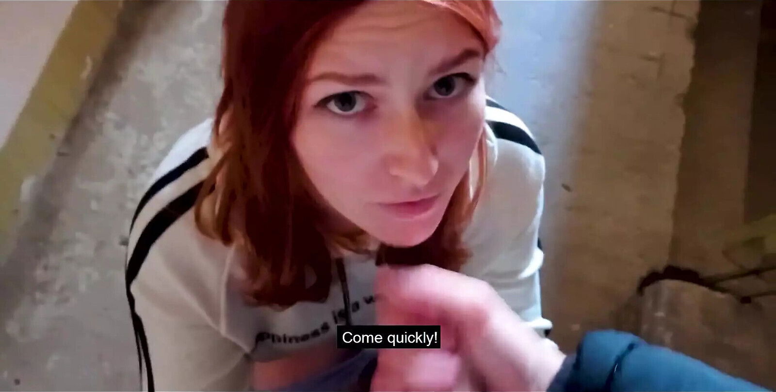 Fucked Stairwell While Parents Home Swallowed Sperm