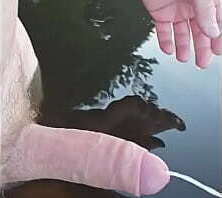 Failed extreme edging ending in cumshot in lake