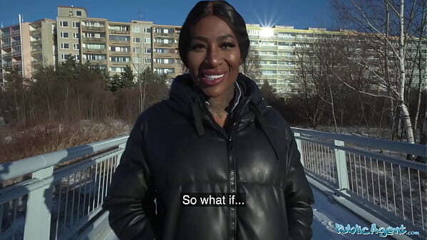 Public Agent Josy Black shows beautiful black whilst riding dick