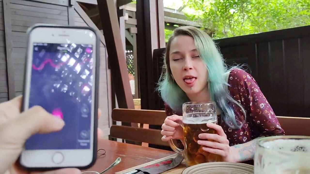 Managing stepsister's public orgasm with remote control vibe!