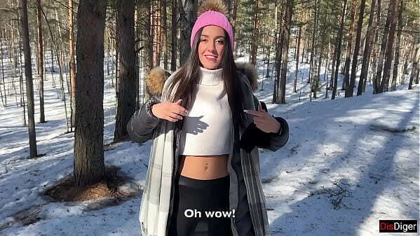 Real Winter Snowy Forest with Pussy Creampie