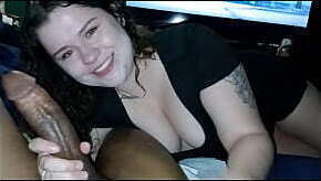 Beautiful young lady sucks a big dick and swallows the cum