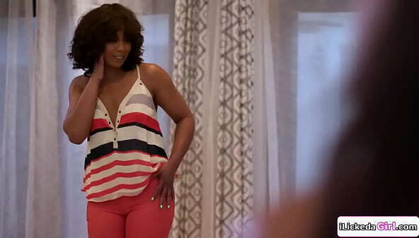 Ebony teen stepmom licks babysitter