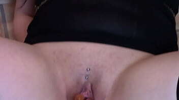 Young Catalia Valentine stuffs tight cunt with frankfurters