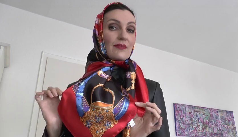 Lady Victoria Valente Satin Headscarves Fashion Show, Leather and Satin, Scarf Queen
