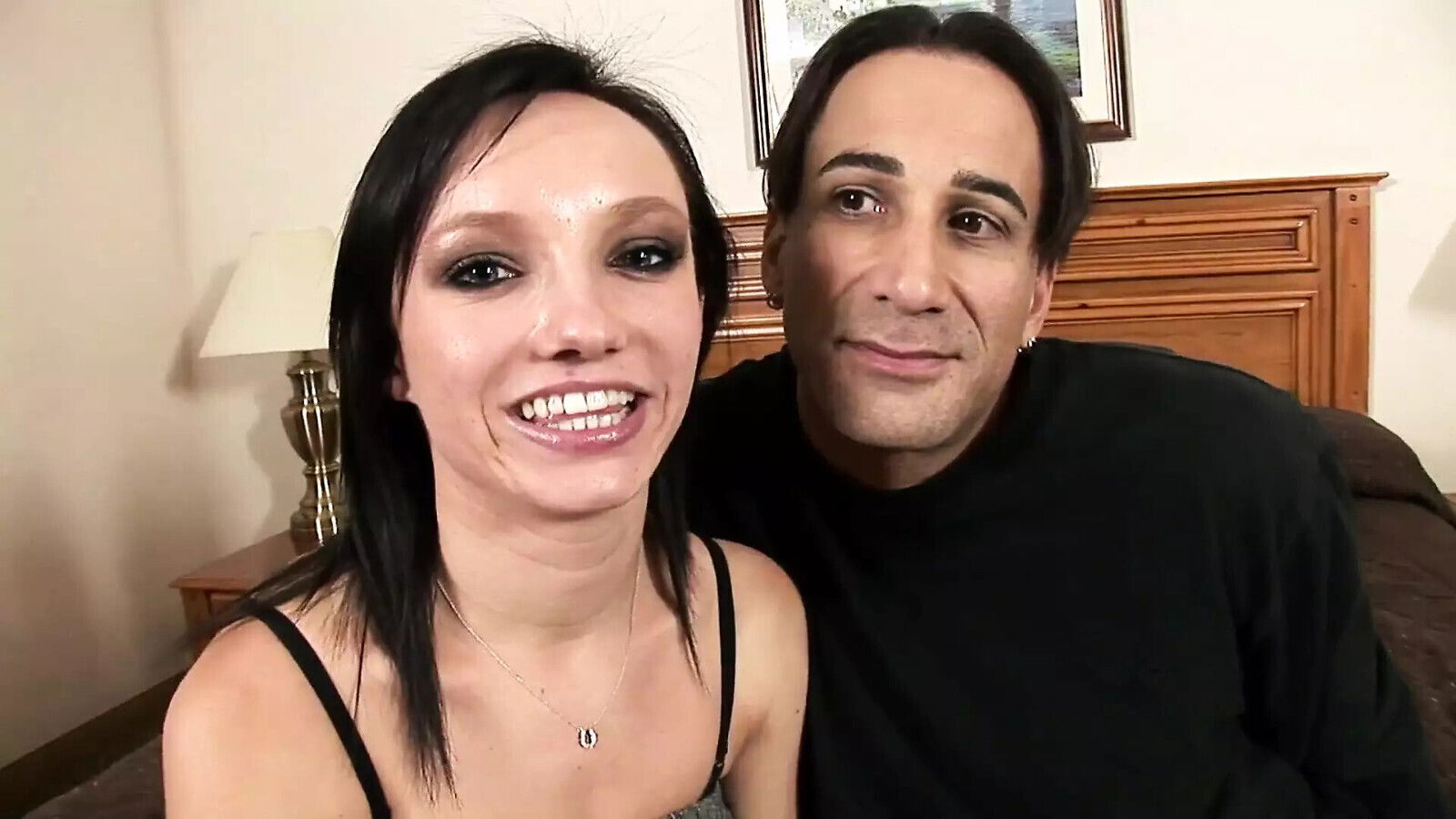 Fresh horny girl with dark hair loves take