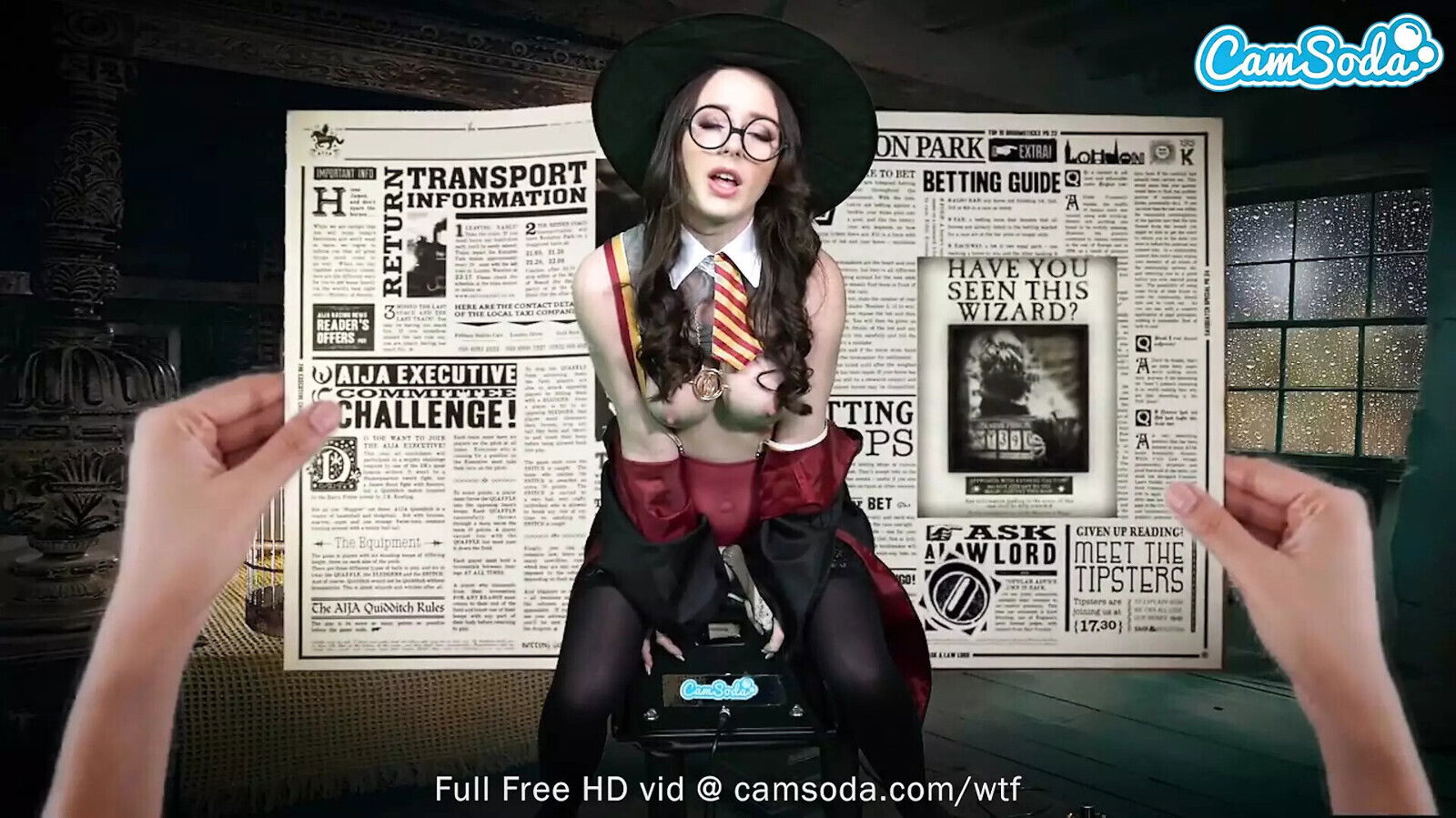 Sexy Teen Cosplay Harry Potter Hermione Granger Rides Sybian Till Massive Climax